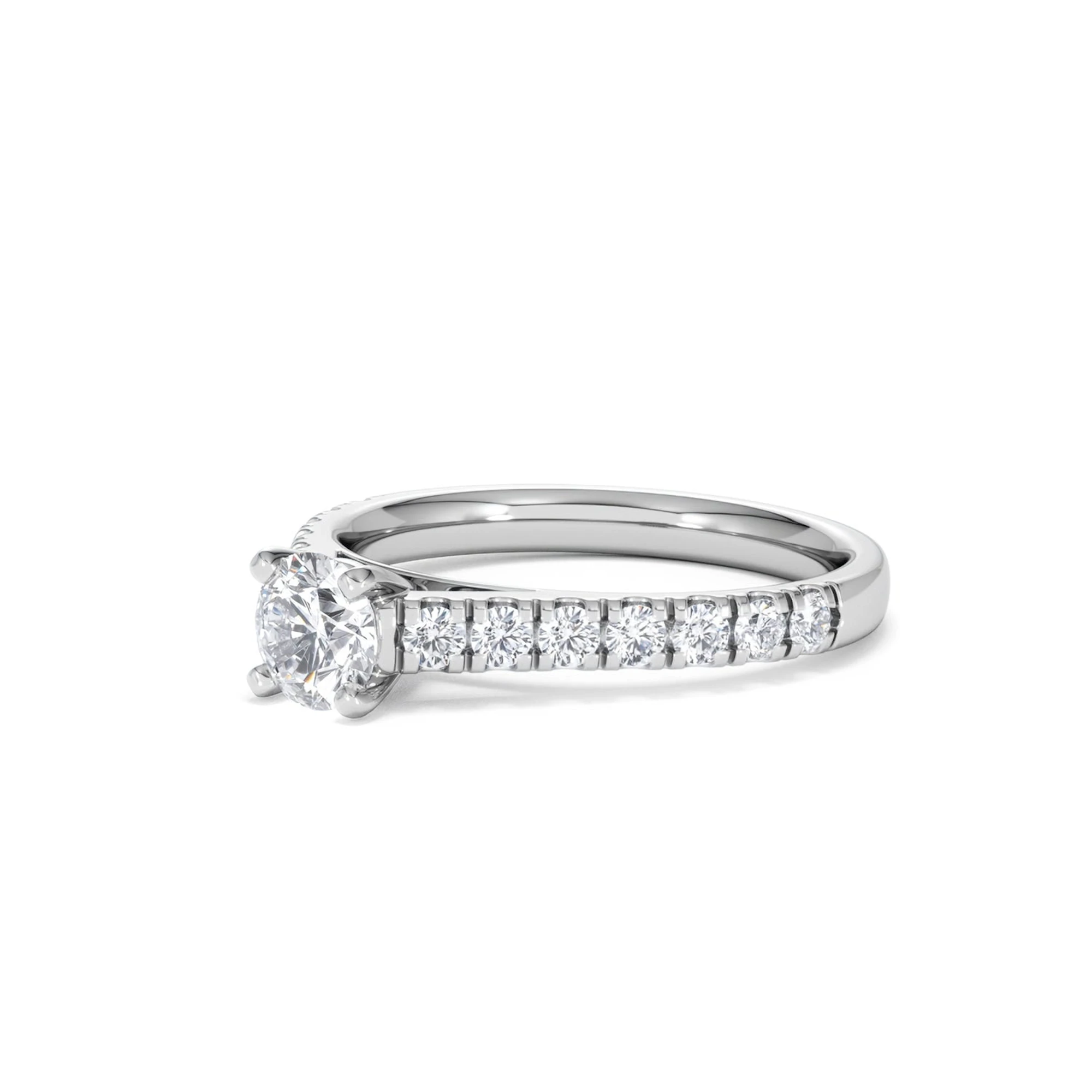 Natalia Lab Diamond Engagement Side Stone Ring Platinum 0.91CT F/VS1