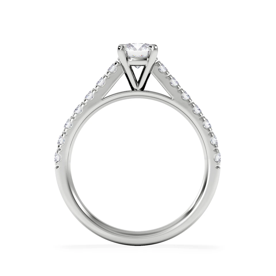 Natalia Lab Diamond Engagement Side Stone Ring Platinum 0.91CT F/VS1
