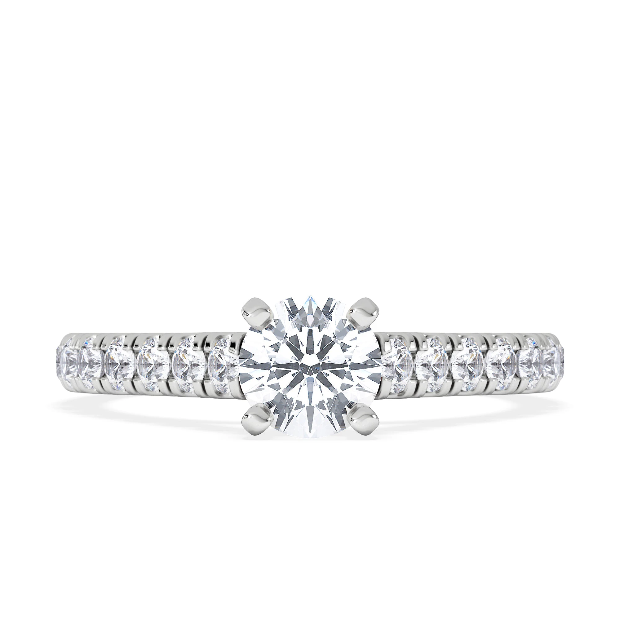 Natalia Lab Diamond Engagement Side Stone Ring Platinum 0.91CT F/VS1