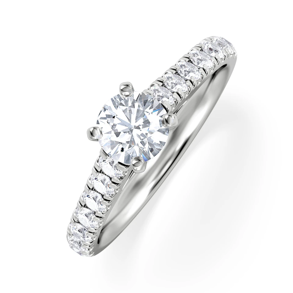 Natalia Lab Diamond Engagement Side Stone Ring 18KW Gold 0.91CT F/VS1