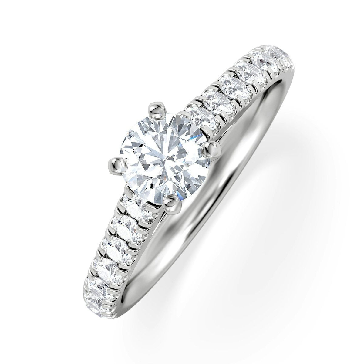 Natalia Lab Diamond Engagement Side Stone Ring Platinum 0.91CT F/VS1