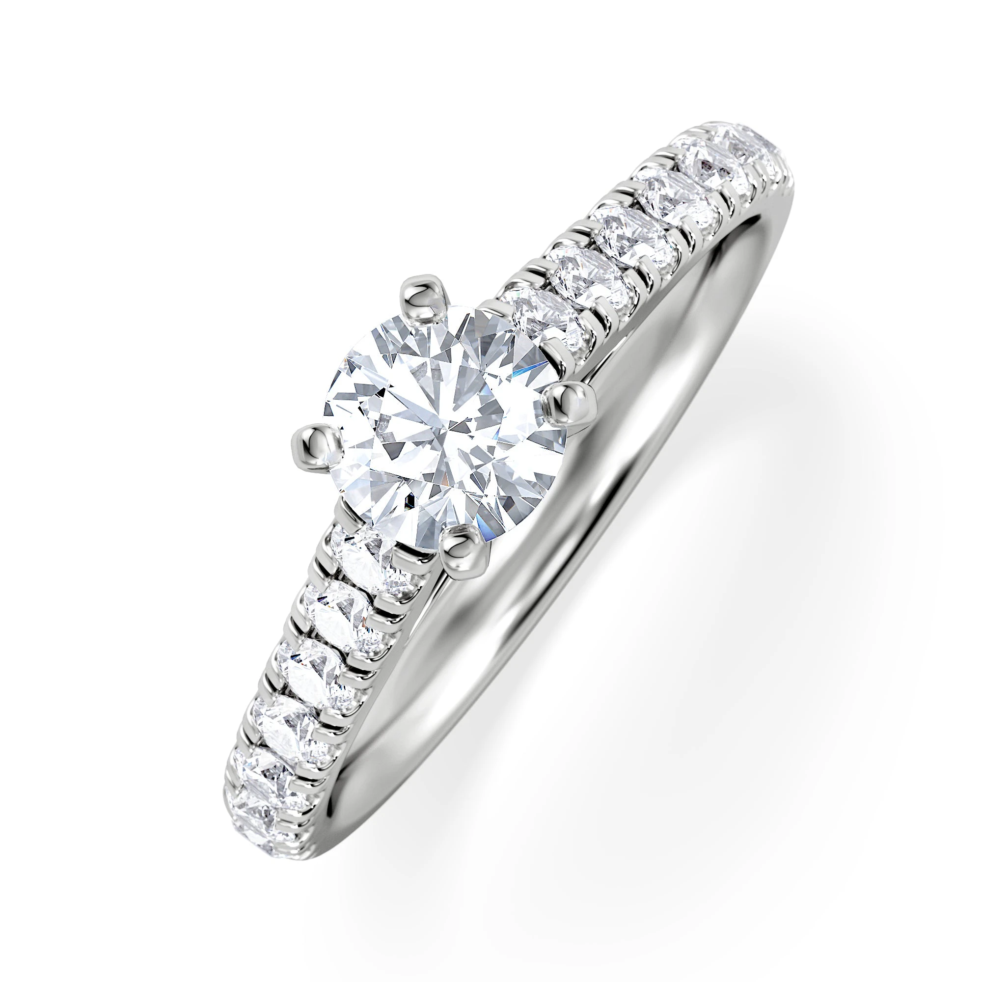 Natalia Lab Diamond Engagement Side Stone Ring Platinum 0.91CT F/VS1