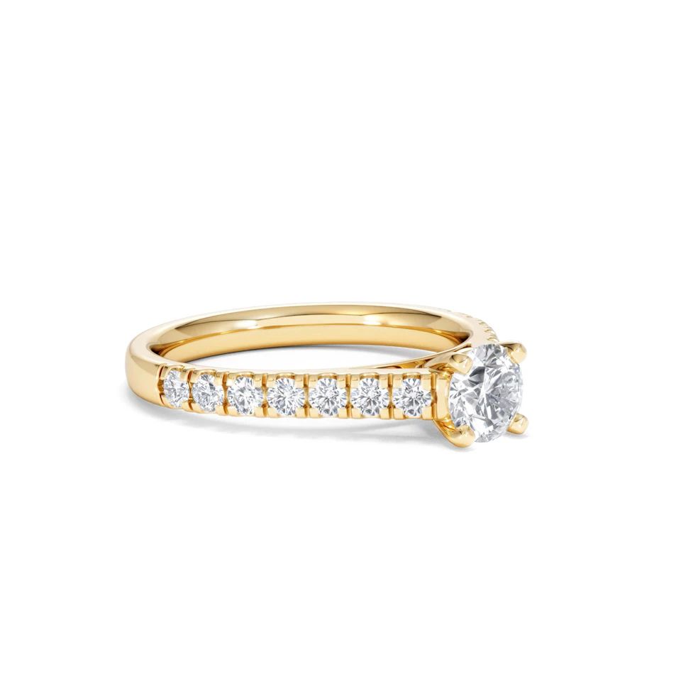 Natalia Lab Diamond Engagement Side Stone Ring 18K Gold 0.91CT F/VS1