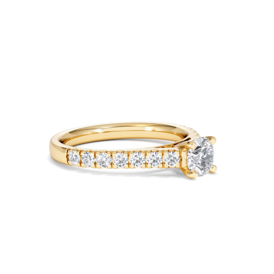 Natalia Lab Diamond Engagement Side Stone Ring 18K Gold 0.91CT F/VS1