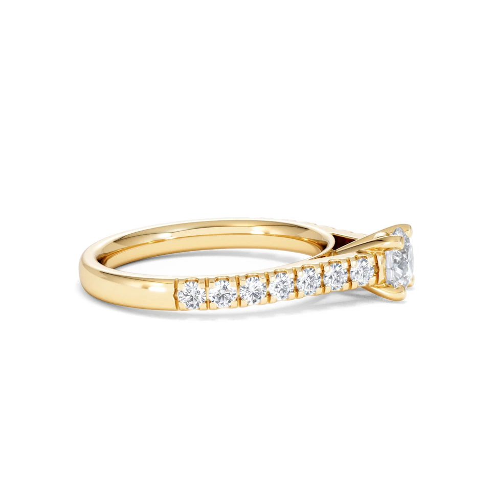 Natalia Lab Diamond Engagement Side Stone Ring 18K Gold 0.91CT F/VS1