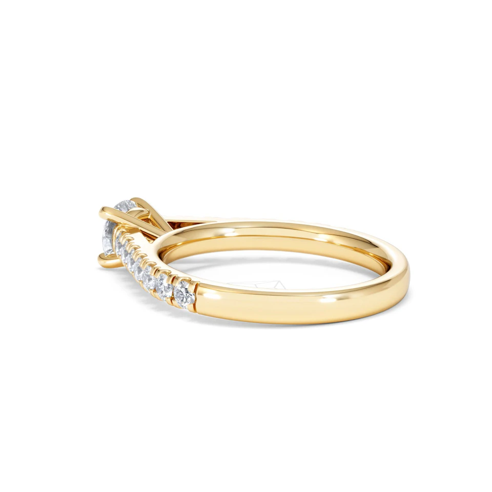 Natalia Lab Diamond Engagement Side Stone Ring 18K Gold 0.91CT F/VS1