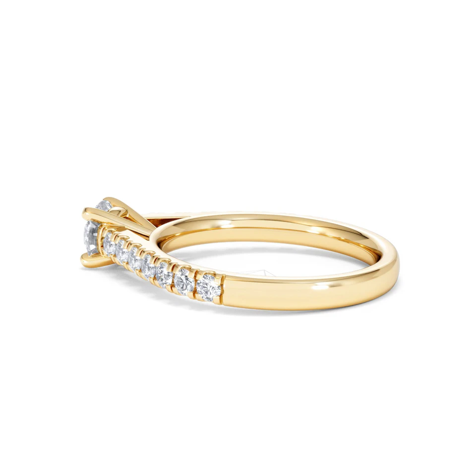 Natalia Lab Diamond Engagement Side Stone Ring 18K Gold 0.91CT F/VS1