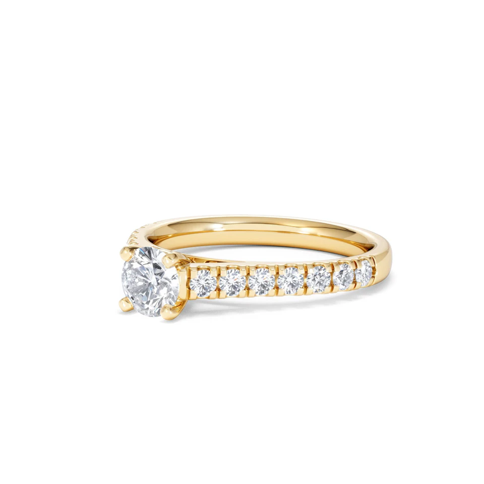 Natalia Lab Diamond Engagement Side Stone Ring 18K Gold 0.91CT F/VS1