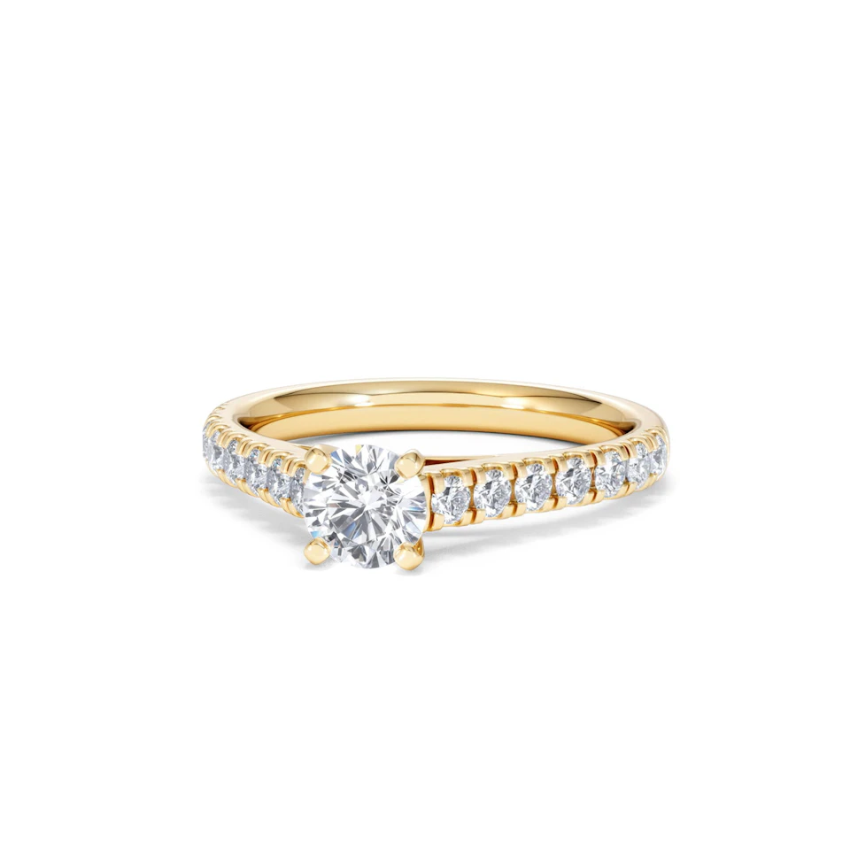 Natalia Lab Diamond Engagement Side Stone Ring 18K Gold 0.91CT F/VS1