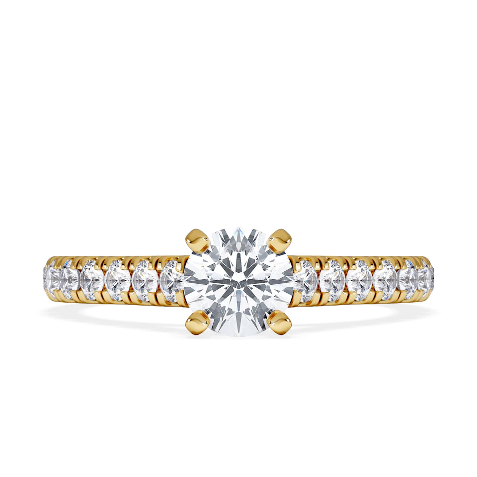 Natalia Lab Diamond Engagement Side Stone Ring 18K Gold 0.91CT F/VS1