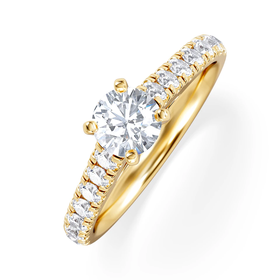 Natalia Diamond Engagement Side Stone Ring 18K Gold 0.91CT G/SI2