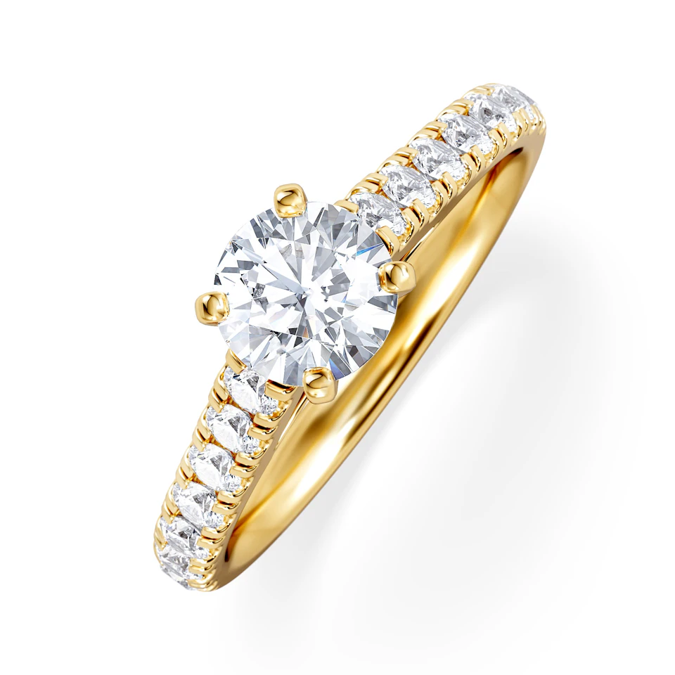 Natalia GIA Diamond Engagement Side Stone Ring 18K Gold 1.15CT G/VS2