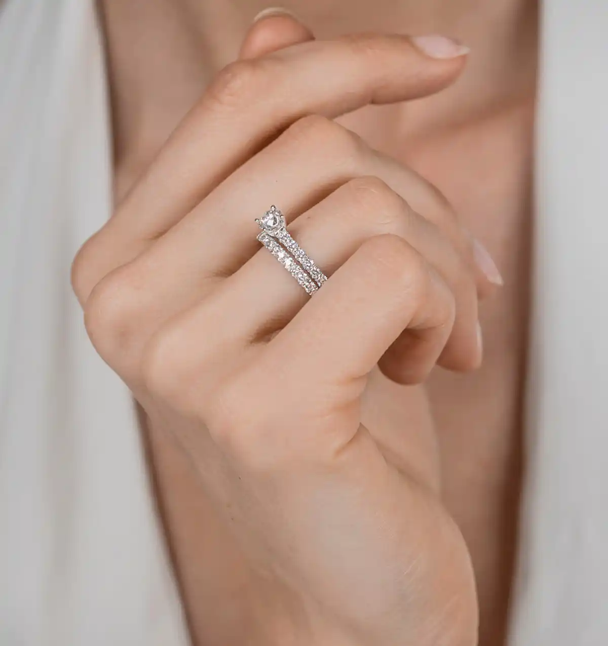 Natalia Matching 2MM Wedding Band 0.55ct H/Si Diamonds 18KW Gold