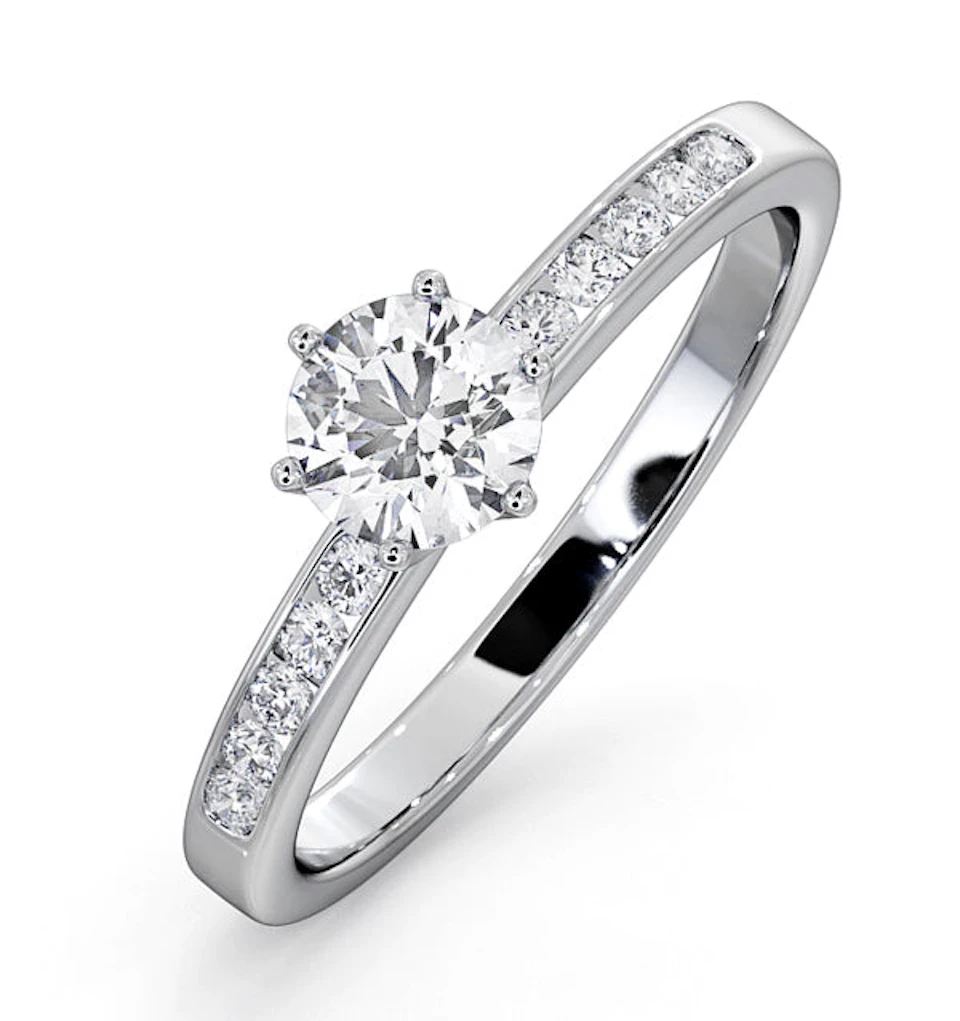 Charlotte Diamond Engagement Side Stone Ring Platinum 0.65CT G/VS2