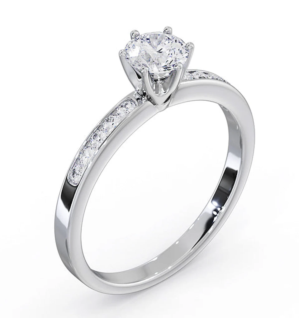 Charlotte Diamond Engagement Side Stone Ring 18KW Gold 0.65CT SI2