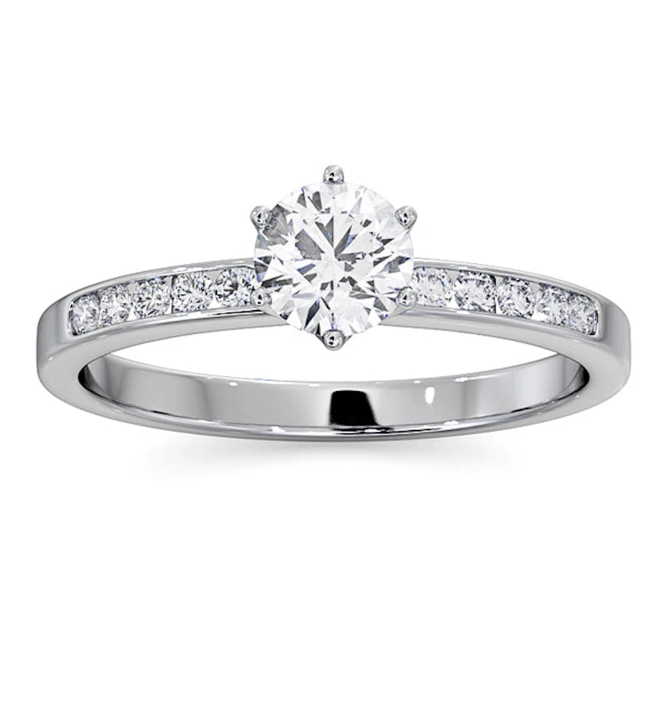 Charlotte Diamond Engagement Side Stone Ring 18KW Gold 0.65CT SI2