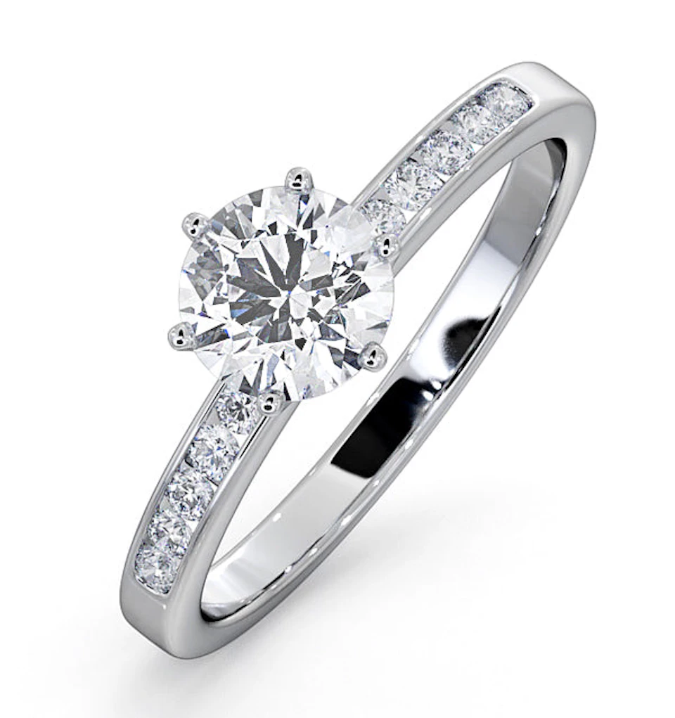 Charlotte GIA Diamond Engagement Side Stone Ring 18KW Gold 0.88CT SI2