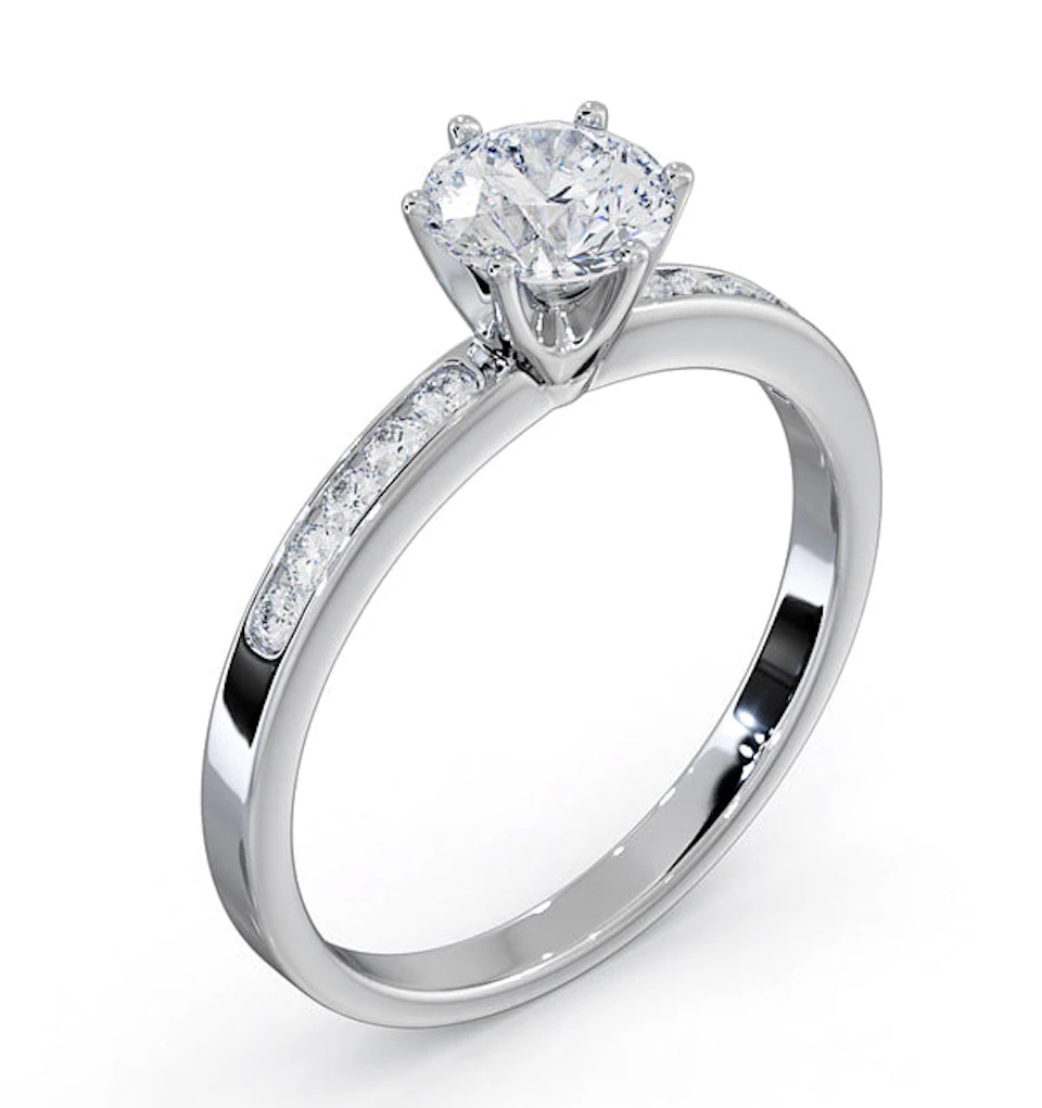Charlotte GIA Diamond Engagement Side Stone Ring Platinum 0.88CT G/SI1