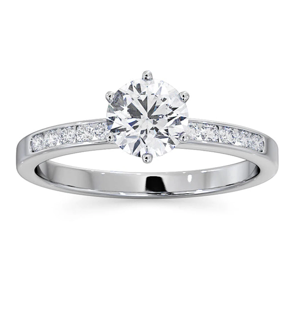 Charlotte GIA Diamond Engagement Side Stone Ring Platinum 0.88CT G/SI1