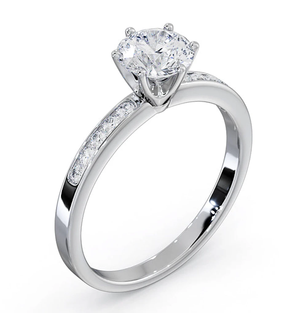 Charlotte GIA Diamond Engagement Side Stone Ring Platinum 1.10CT G/VS2