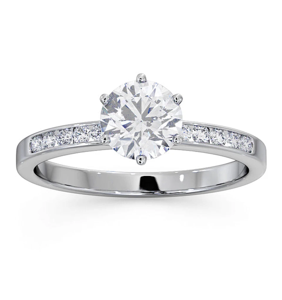 Charlotte GIA Diamond Engagement Side Stone Ring Platinum 1.10CT G/VS2