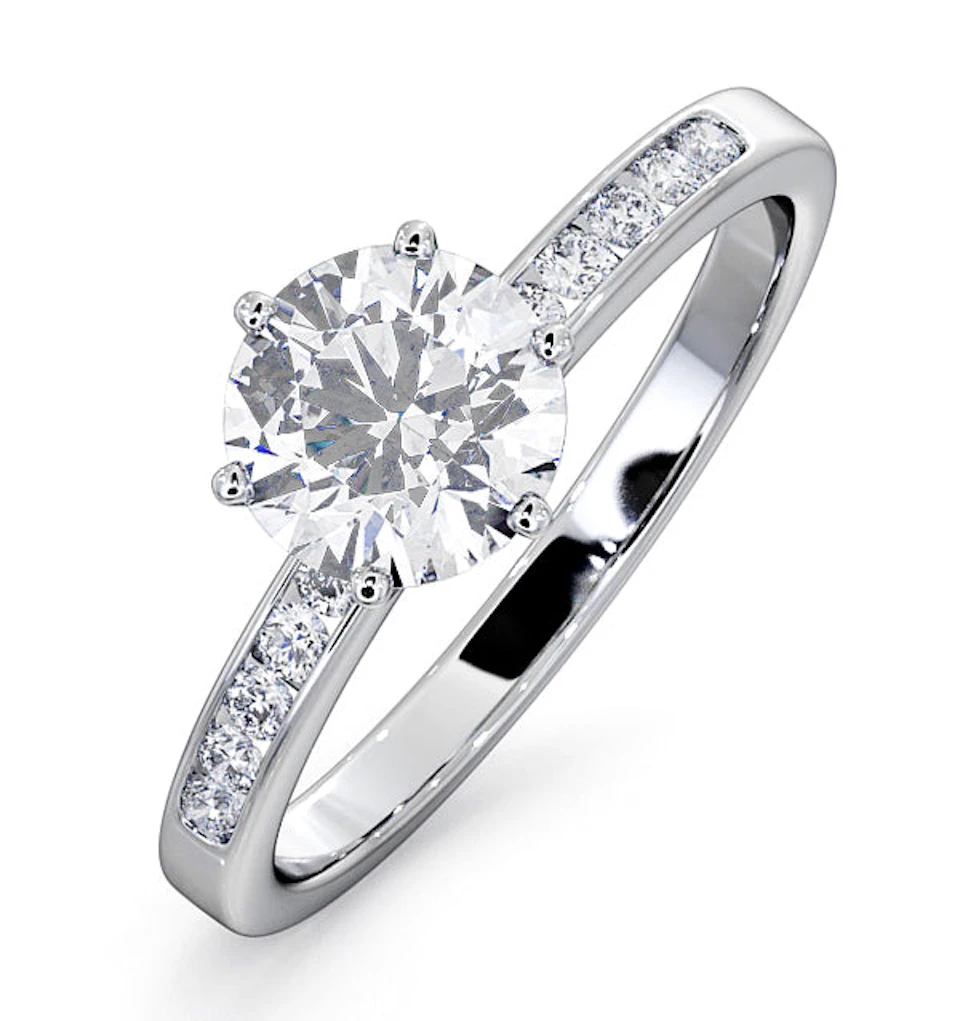 Charlotte GIA Diamond Engagement Side Stone Ring Platinum 1.20CT G/VS2