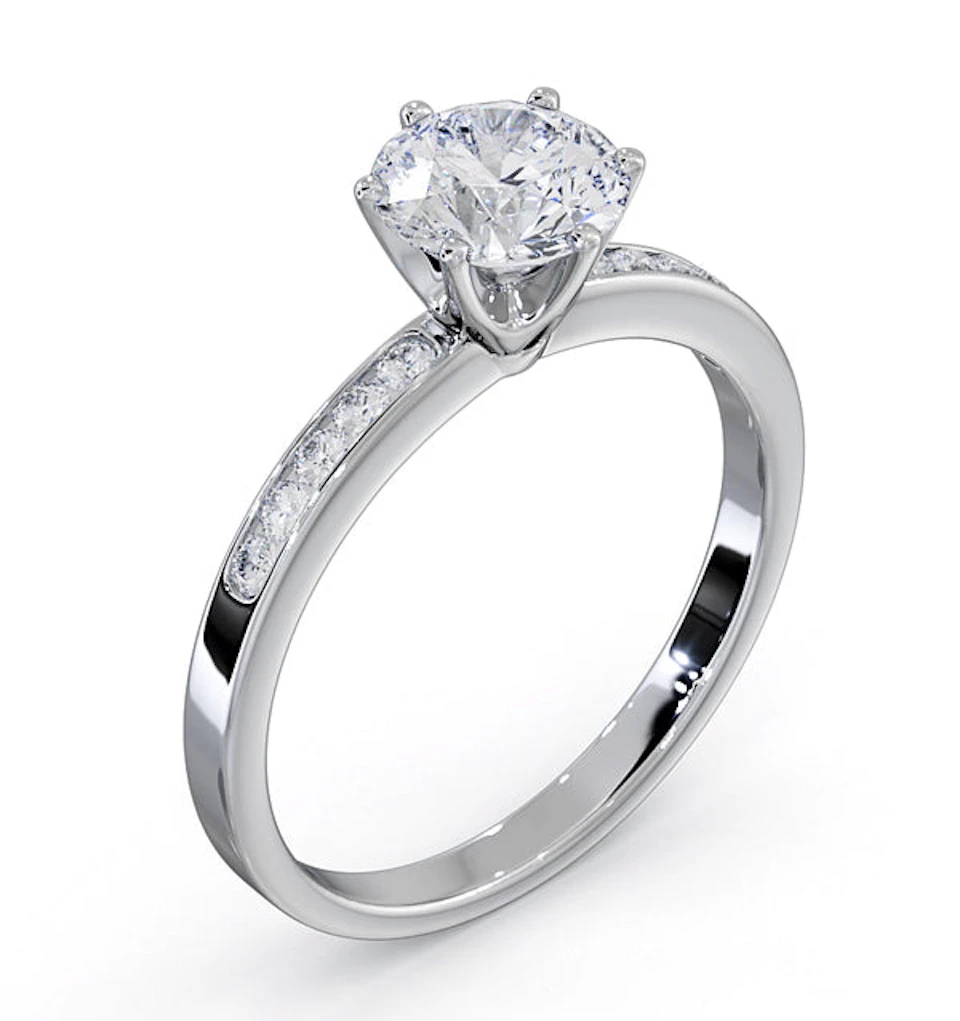 Charlotte GIA Diamond Engagement Side Stone Ring Platinum 1.20CT G/VS2