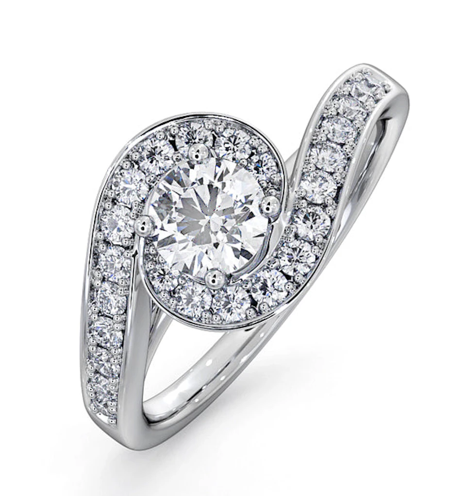 Anais Diamond Engagement Halo Ring 18KW Gold 0.82CT G/VS2