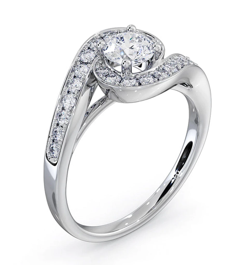 Anais Diamond Engagement Halo Ring 18KW Gold 0.82CT G/VS2