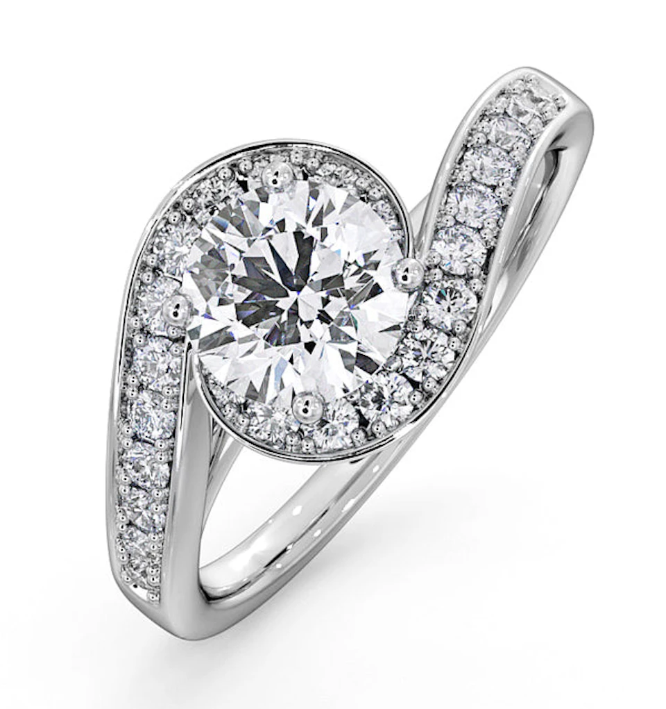 Anais GIA Diamond Engagement Halo Ring Platinum 1.38CT G/VS2