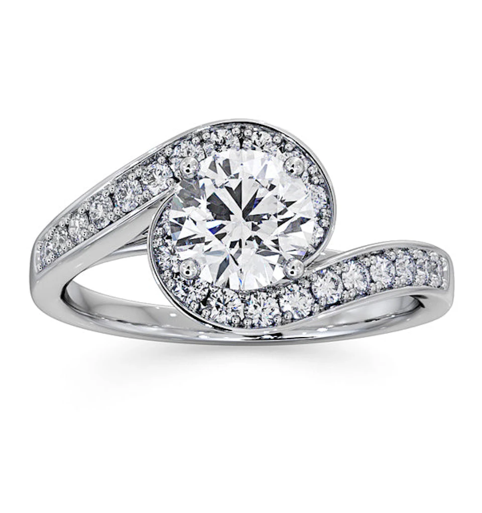 Anais GIA Diamond Engagement Halo Ring Platinum 1.38CT G/VS2