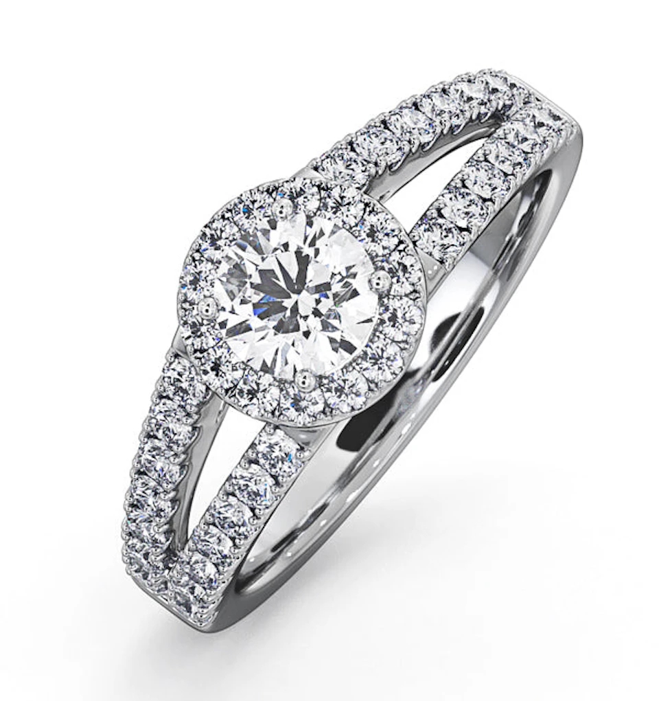 Carly Diamond Engagement Side Stone Ring 18KW Gold 0.98CT G/SI2