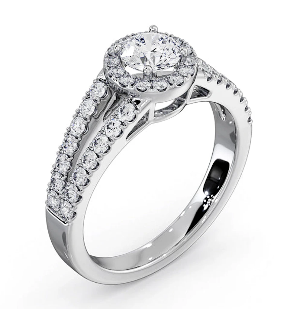 Carly Diamond Engagement Side Stone Ring 18KW Gold 0.98CT G/SI2