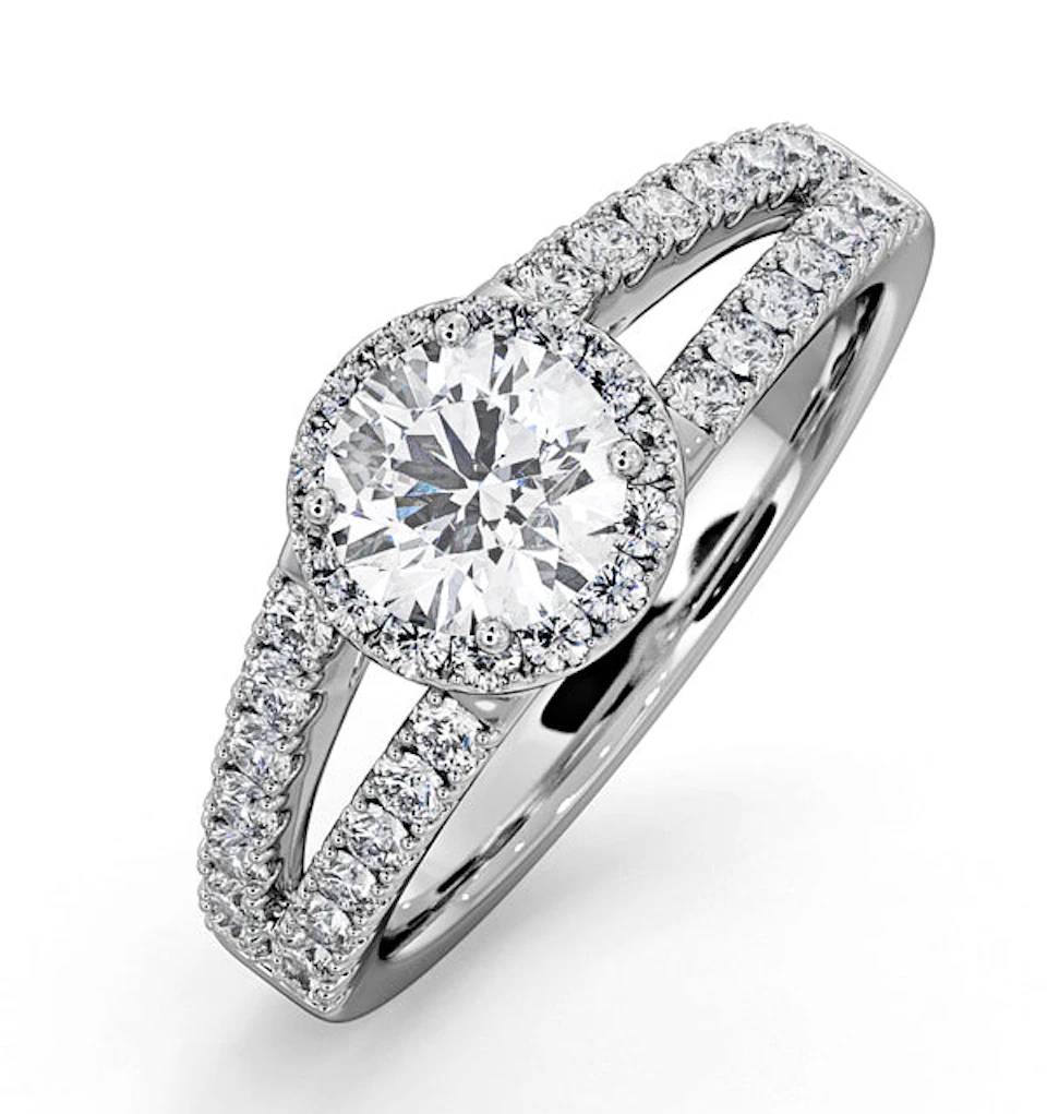 Carly GIA Diamond Engagement Side Stone Ring 18KW Gold 1.23CT G/SI2