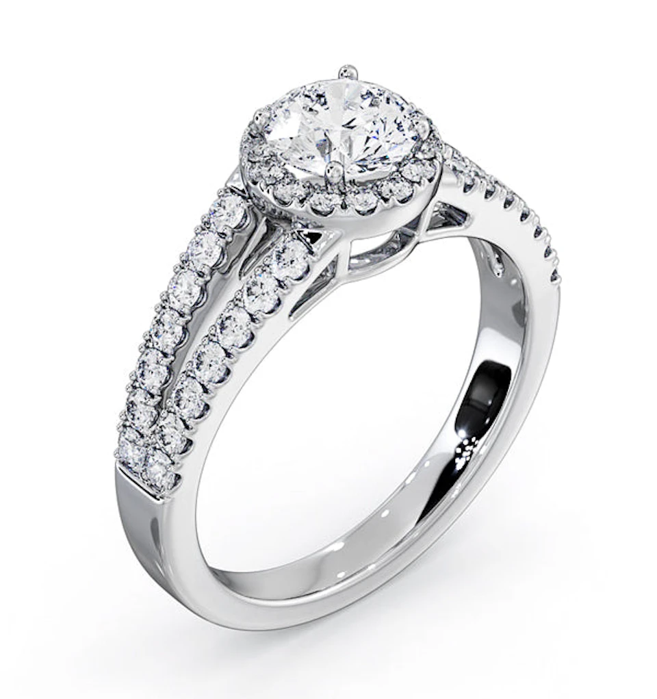Carly GIA Diamond Engagement Side Stone Ring 18KW Gold 1.23CT G/SI2