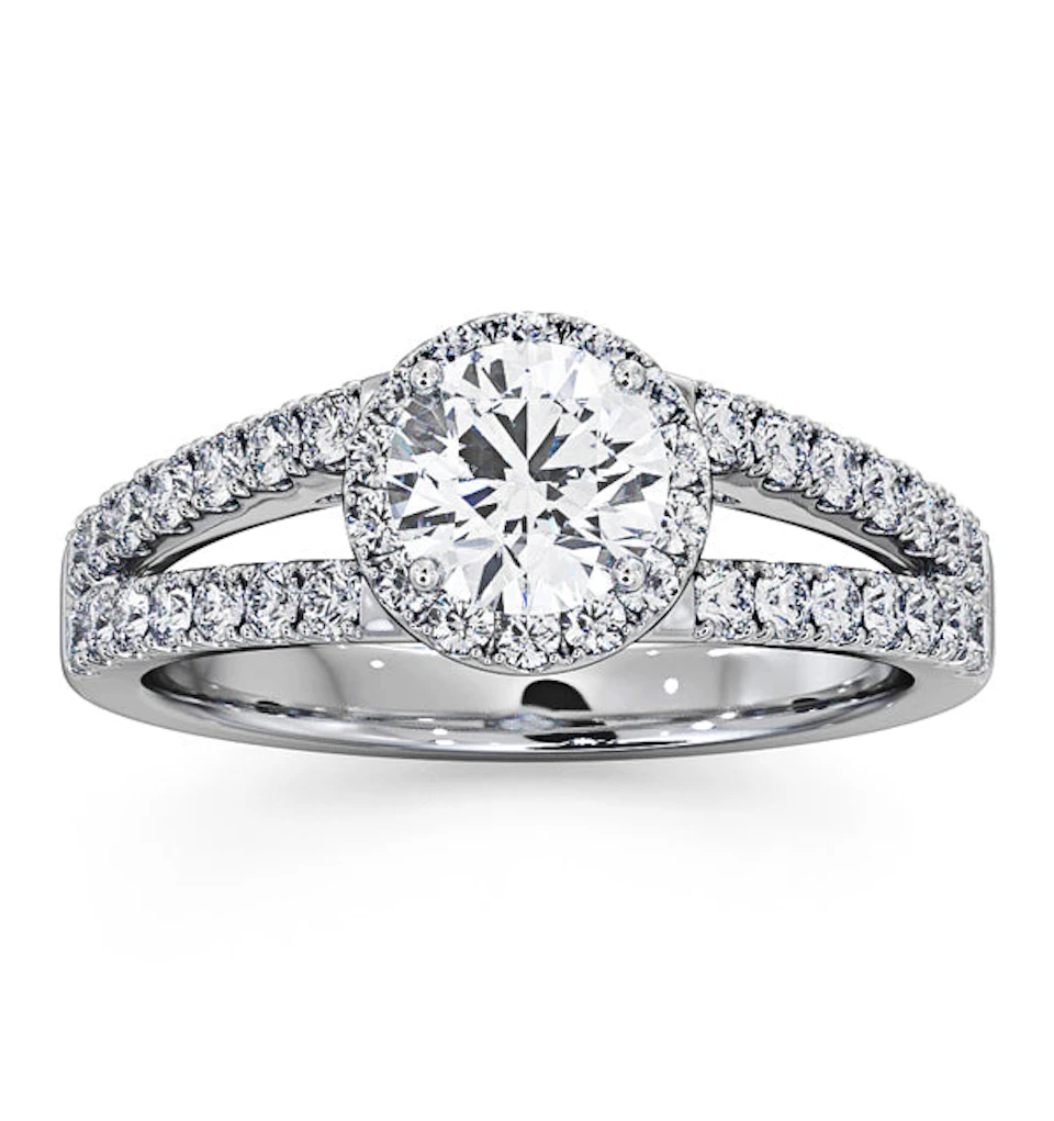 Carly GIA Diamond Engagement Side Stone Ring 18KW Gold 1.23CT G/SI2