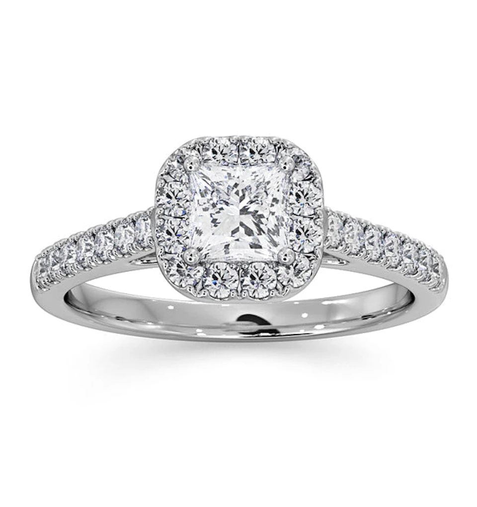 Roxy Lab Diamond Engagement Side Stone Ring in 18KW Gold 0.98CT F/VS1