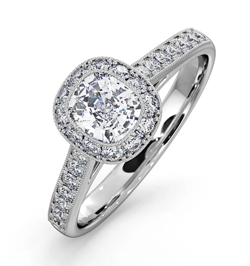Danielle Diamond Engagement Side Stone Ring in 18KW Gold 1CT G/VS1