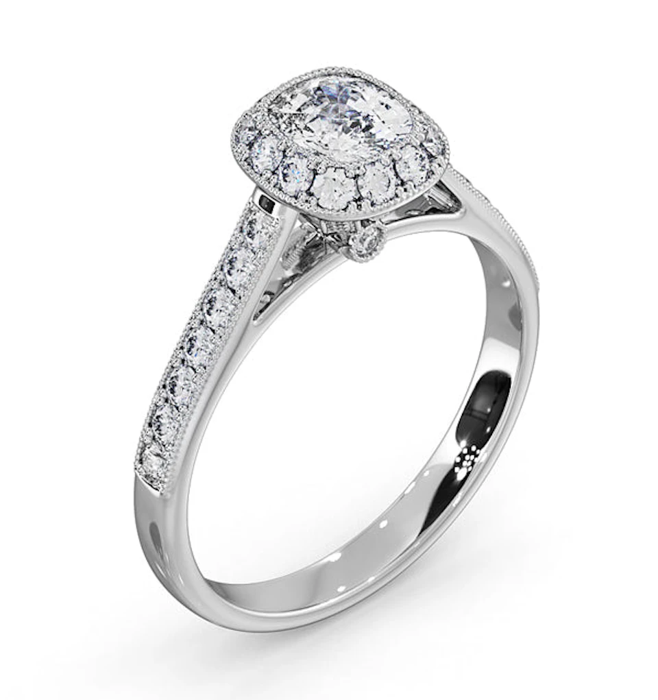 Danielle Diamond Engagement Side Stone Ring in 18KW Gold 1CT G/VS2