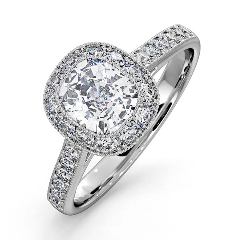 Danielle Lab Diamond Engagement Side Stone Ring in Platinum 1.60CT VS1