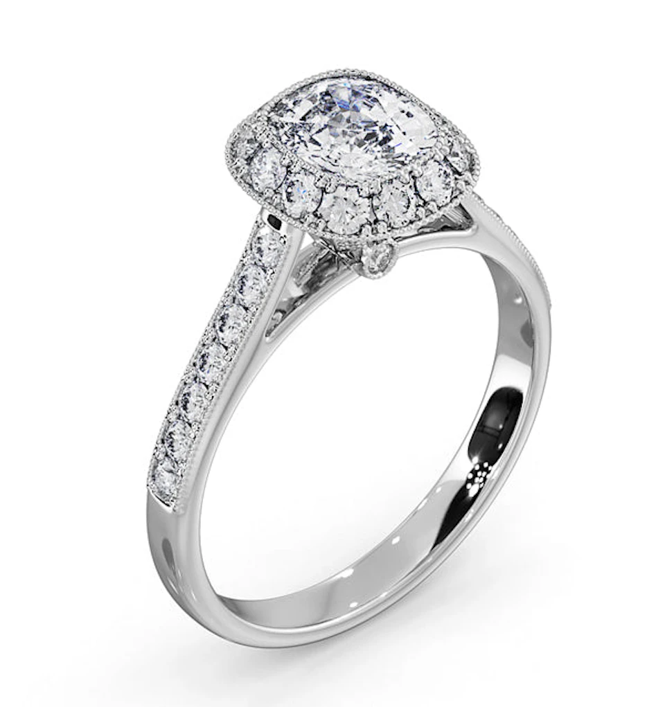 Danielle Lab Diamond Engagement Side Stone Ring 18KW Gold 2.10CT F/VS1