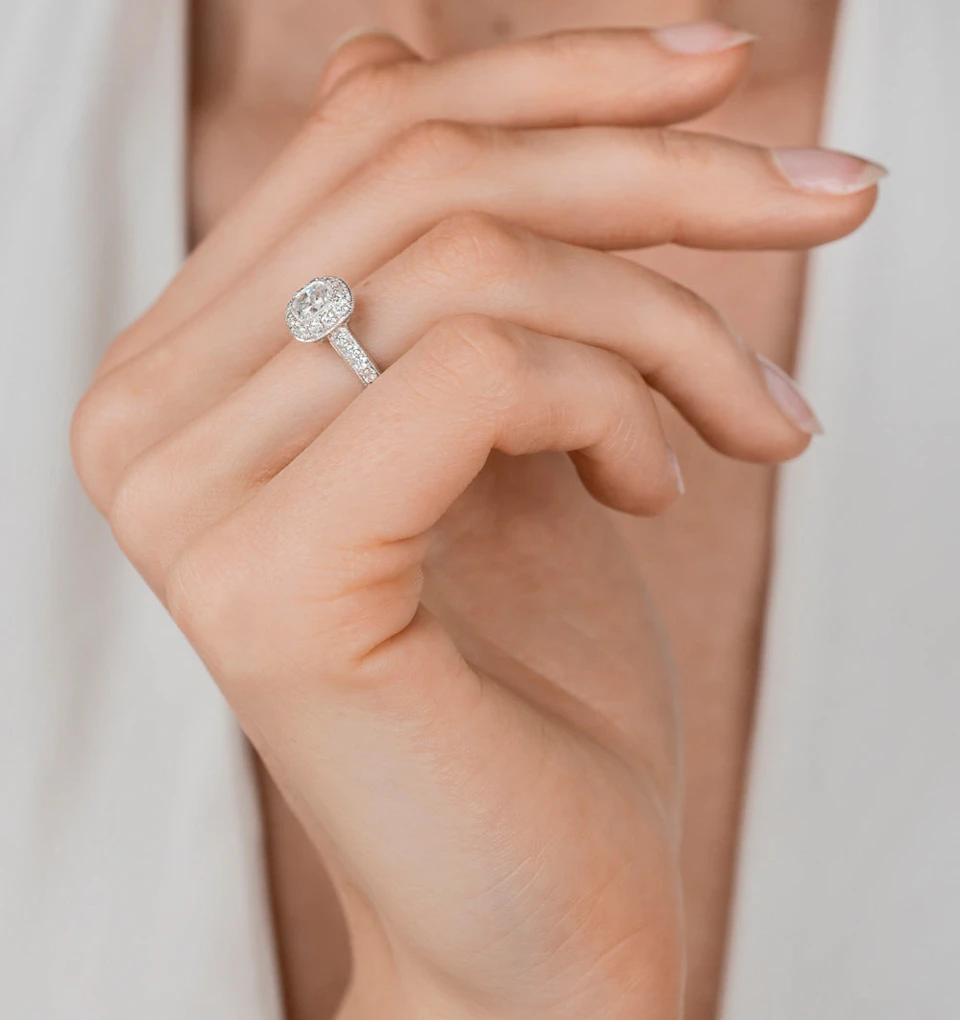 Danielle Lab Diamond Engagement Side Stone Ring in Platinum 1CT F/VS1