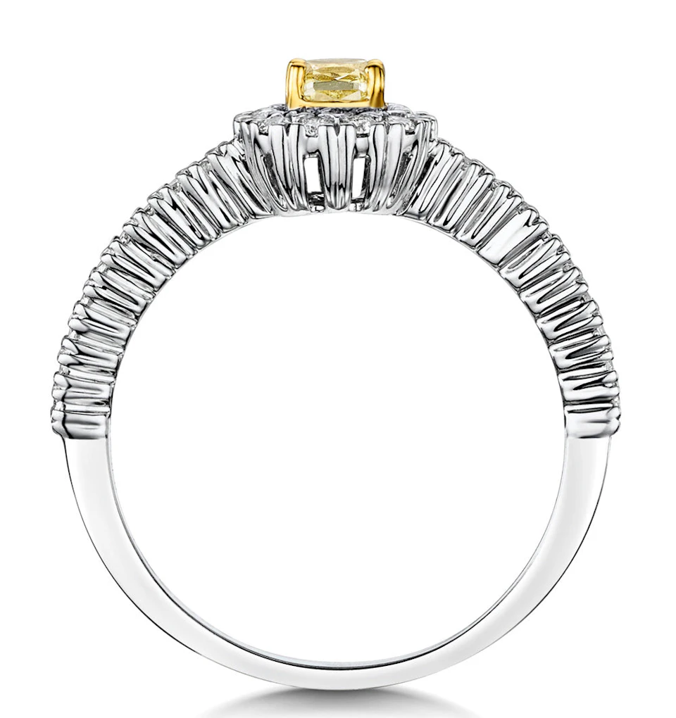 Alicia Yellow Diamond Halo Engagement Ring 0.55ct in 18K White Gold