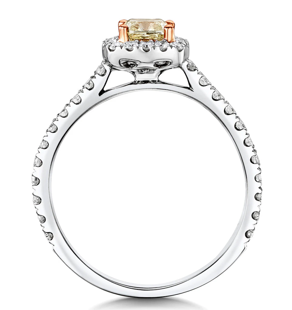 Katarin Yellow Diamond Halo Engagement Ring 1.08ct Platinum