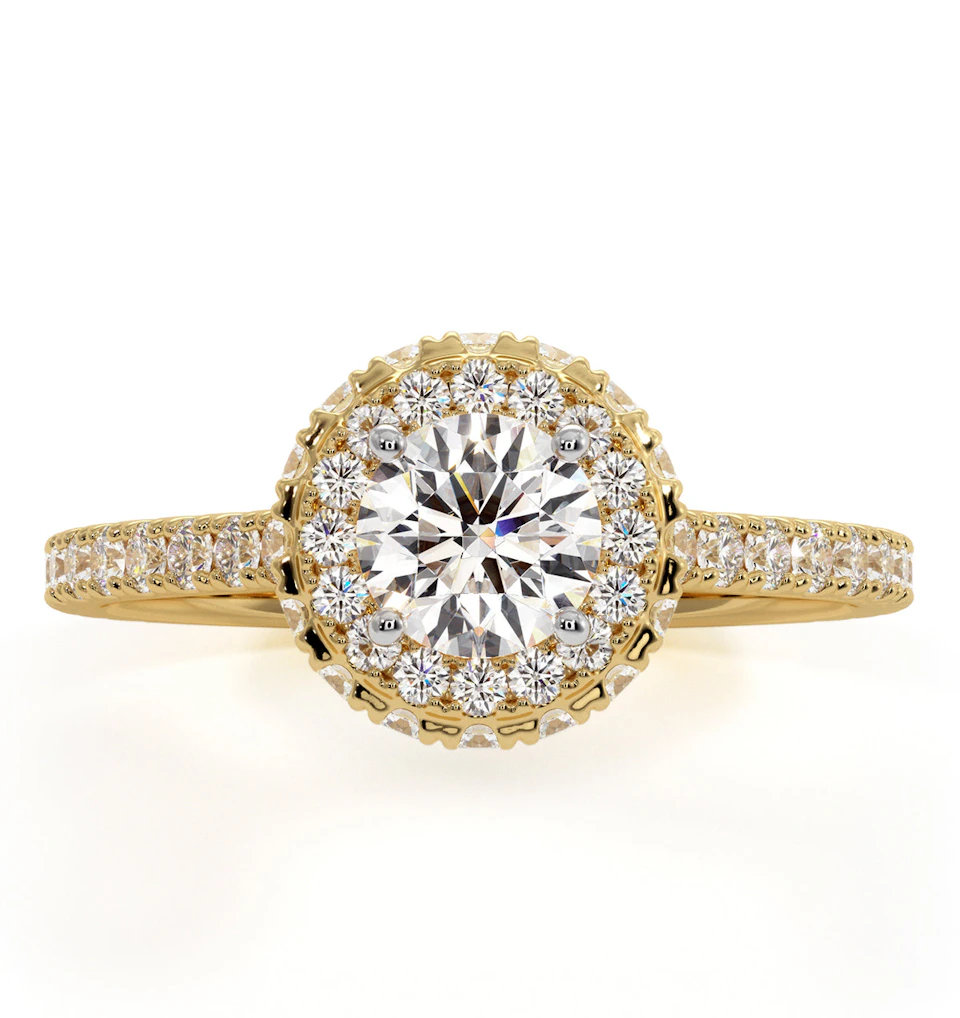 Valerie Diamond Halo Engagement Ring in 18K Gold 1.10ct G/SI2