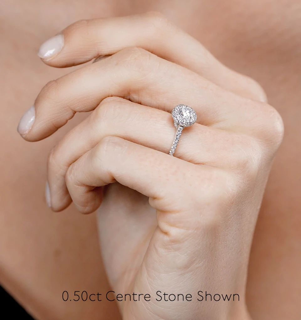 Valerie Diamond Halo Engagement Ring 18K White Gold 1.10ct G/VS1