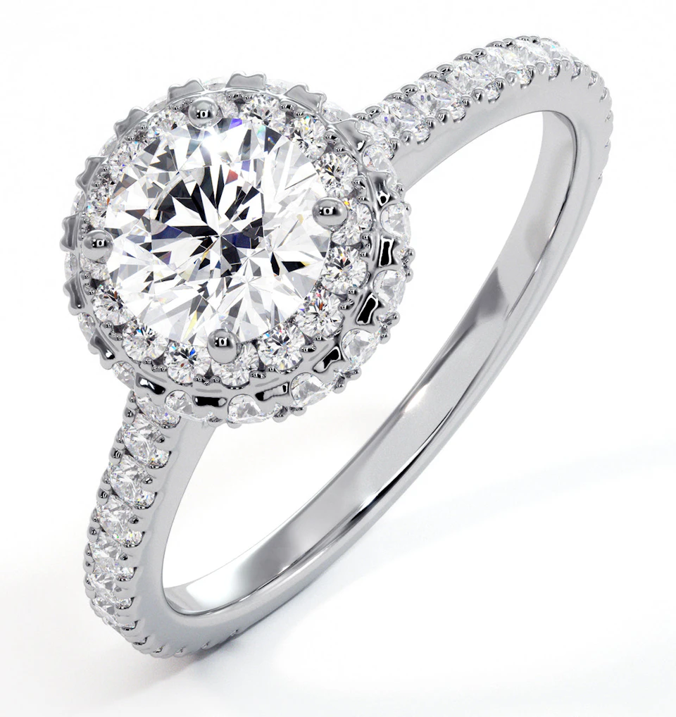 Valerie GIA Diamond Halo Engagement Ring in Platinum 1.40ct G/VS1