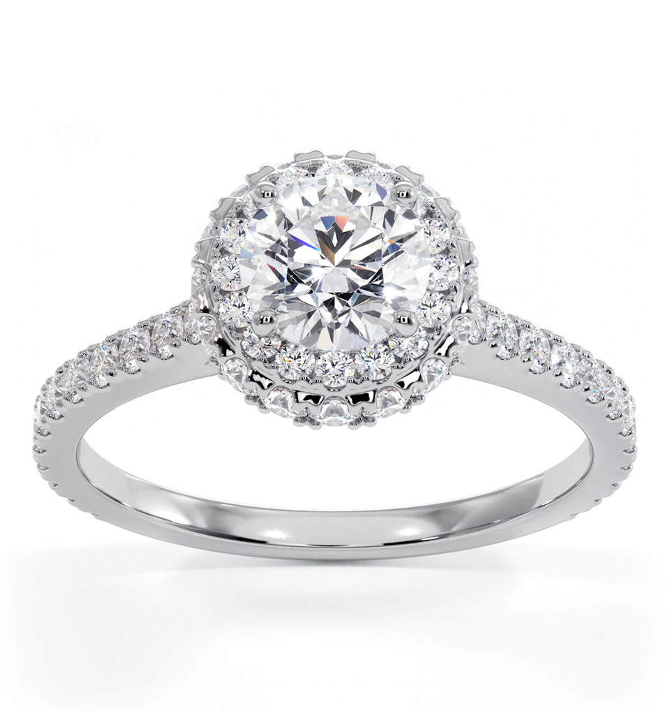 Valerie GIA Diamond Halo Engagement Ring in Platinum 1.40ct G/VS1
