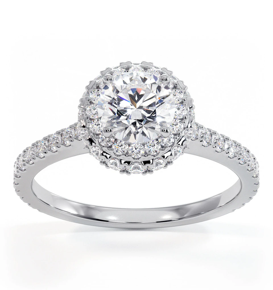 Valerie GIA Diamond Halo Engagement Ring in Platinum 1.40ct G/SI2