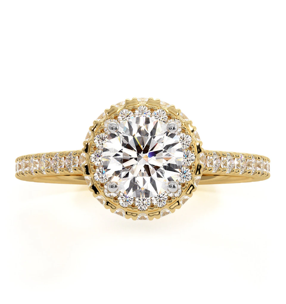 Valerie GIA Diamond Halo Engagement Ring in 18K Gold 1.40ct G/SI2